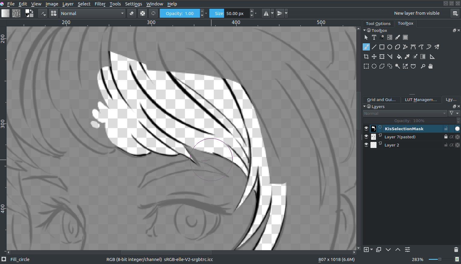 Selection mask in StellarCanvas.